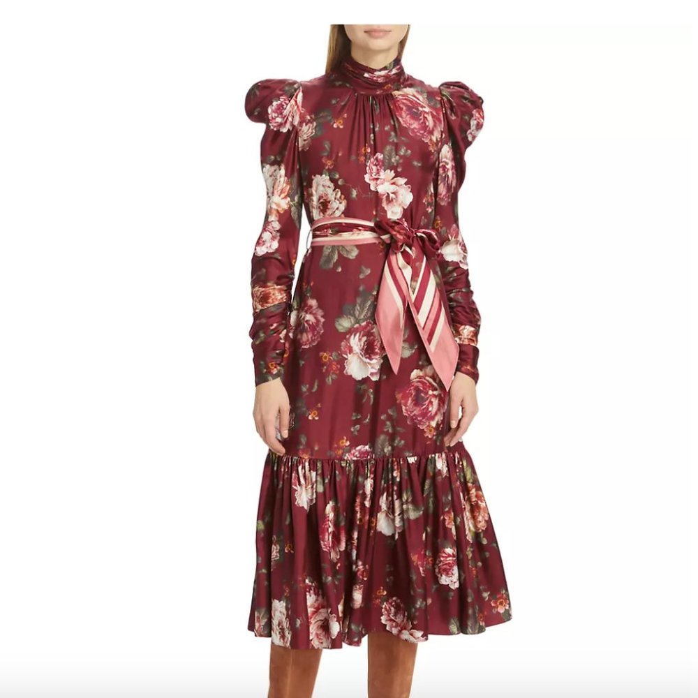 Zimmermann burgundy silk dress